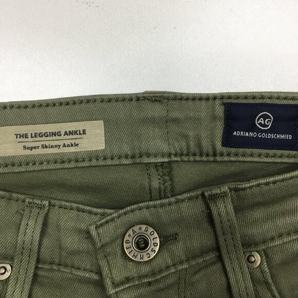 AG ADRIANO GOLDSCHMIED Green Distressed The Legging Ankle Super Skinny Jeans - Picture 2 of 13